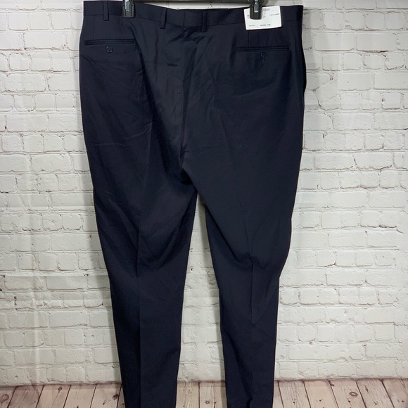 NWT Calvin Klein Navy Wool Unhemmed Trousers Mens - Picture 3 of 6